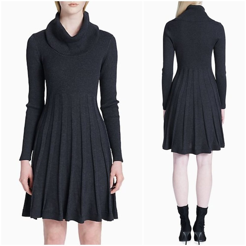 Calvin Klein Long Sleeve Cowl Neck Sweater Dress